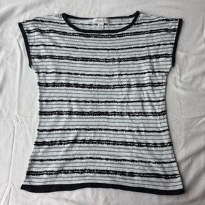 Coldwater Creek Black and White Patterned Short Sleeve Tee
